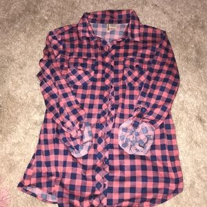 Blue & Pink plaid button down